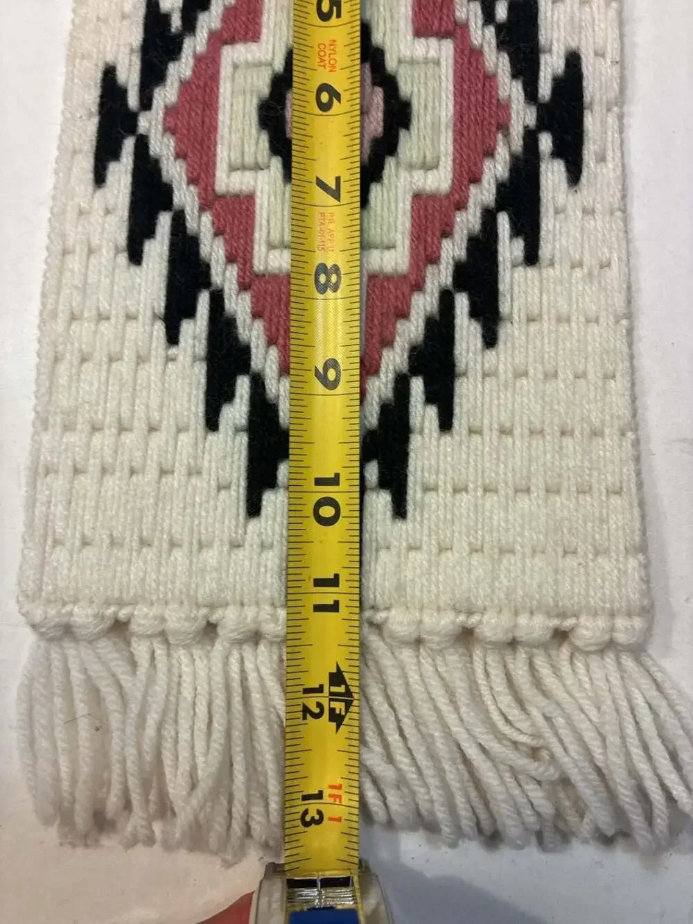 Vintage Norwegian Woven Wall Hanging – Handcrafted Geometric Tapestry - ,